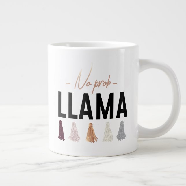 No Prob Llama | Gold Tassels Large Coffee Mug (Right)