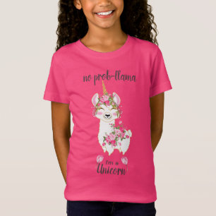 No Prob-Llama - I'm a Unicorn - Pink Floral T-Shirt
