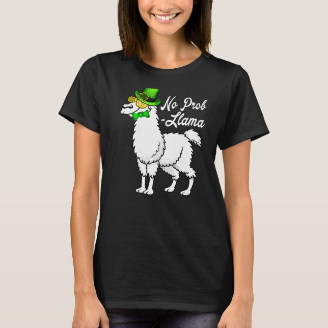 No Prob Llama Irish Leprechaun Hat St Patricks Day T-Shirt (Front)