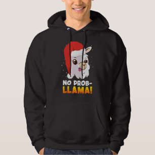 No Prob LLama Lampa Alpaca Christmas Santa Claus Hoodie