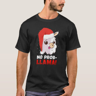 No Prob LLama Lampa Alpaca Christmas Santa Claus T-Shirt