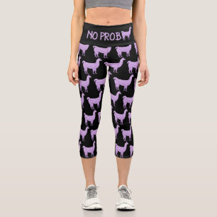 No Prob Llama light purple glitter Sparkly pattern Capri Leggings