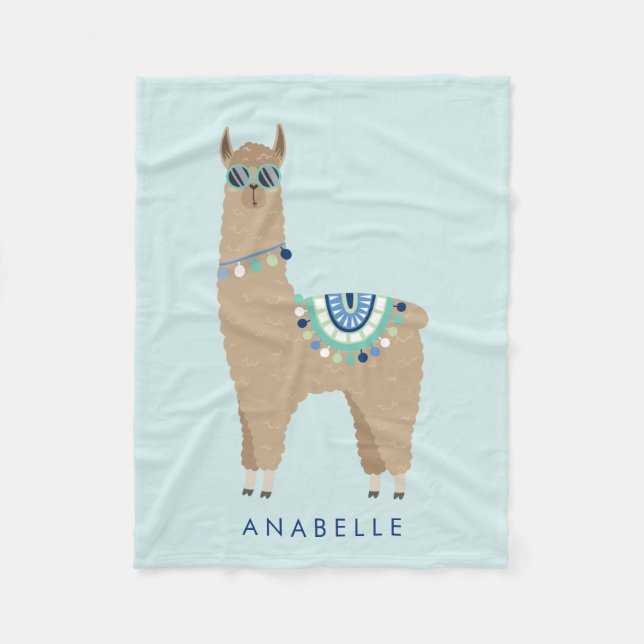 No Prob - Llama - Personalised kids Fleece Blanket (Front)