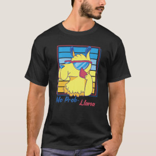 No Prob Llama Sunglasses Alpaca Retro for Animal T-Shirt