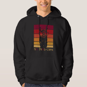 No Prob Llama Sunglasses Cool Alpaca Retro Vintage Hoodie