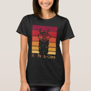 No Prob Llama Sunglasses Cool Alpaca Retro Vintage T-Shirt