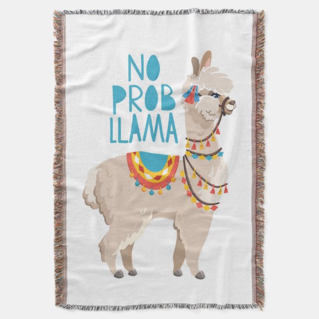 No Prob Llama Throw Blanket (Front Vertical)