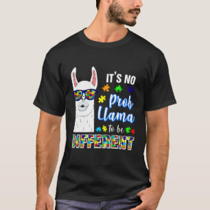 No Prob LLama to be diffrent Puzzle Autism Awarene T-Shirt