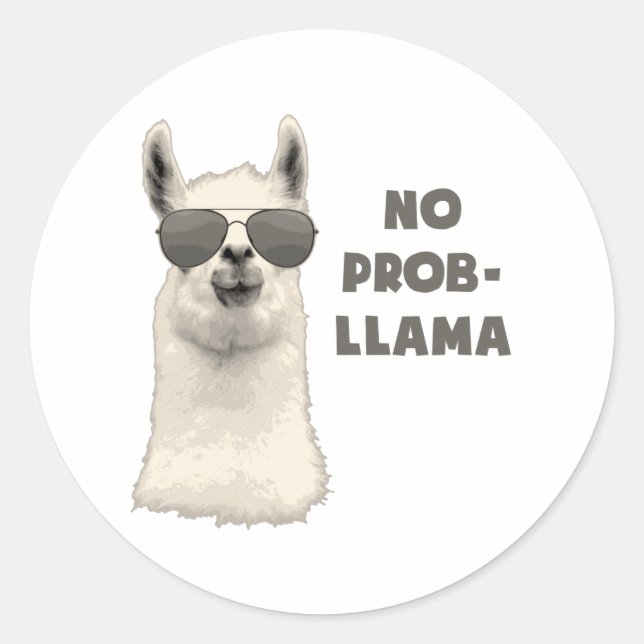 No Problem Llama Classic Round Sticker (Front)