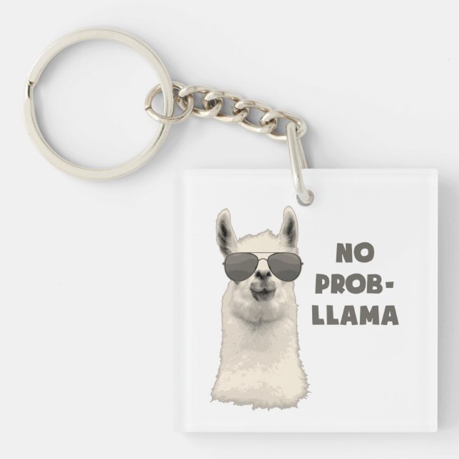No Problem Llama Key Ring (Front)
