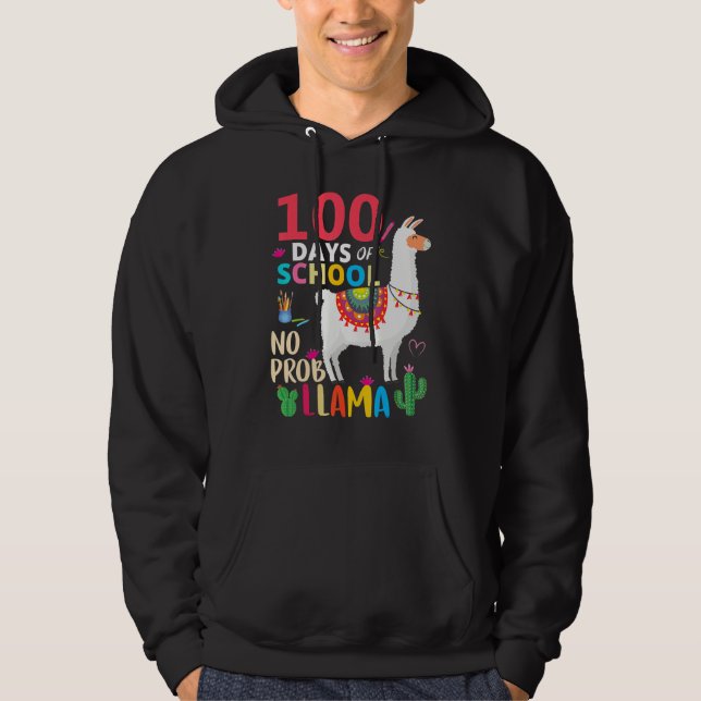 No Probllama 100 Days Of School LLama Teachers_2 Hoodie (Front)