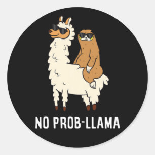 No Probllama Cute No Prob Llama Llama 209 V-Neck Classic Round Sticker