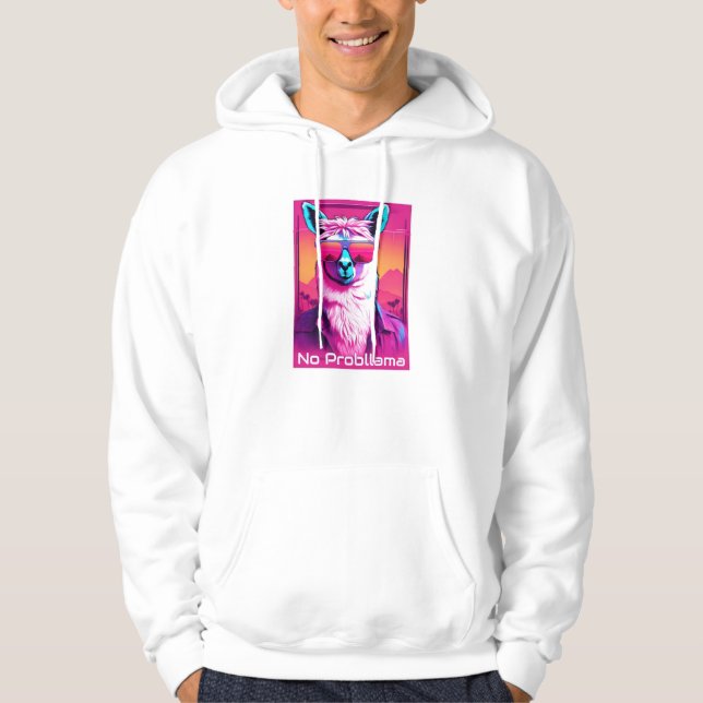 No Probllama | Funky Synthwave Hoodie (Front)