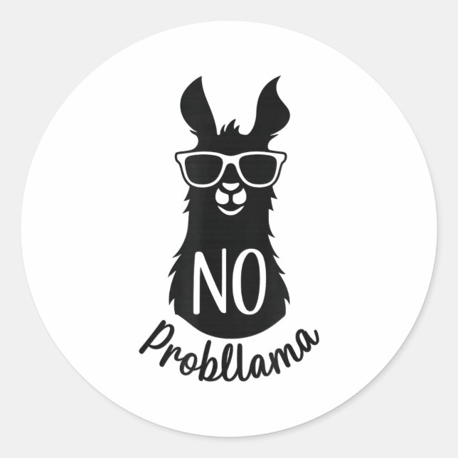No Probllama Gift Humor Word Game Lama No Problema Classic Round Sticker (Front)