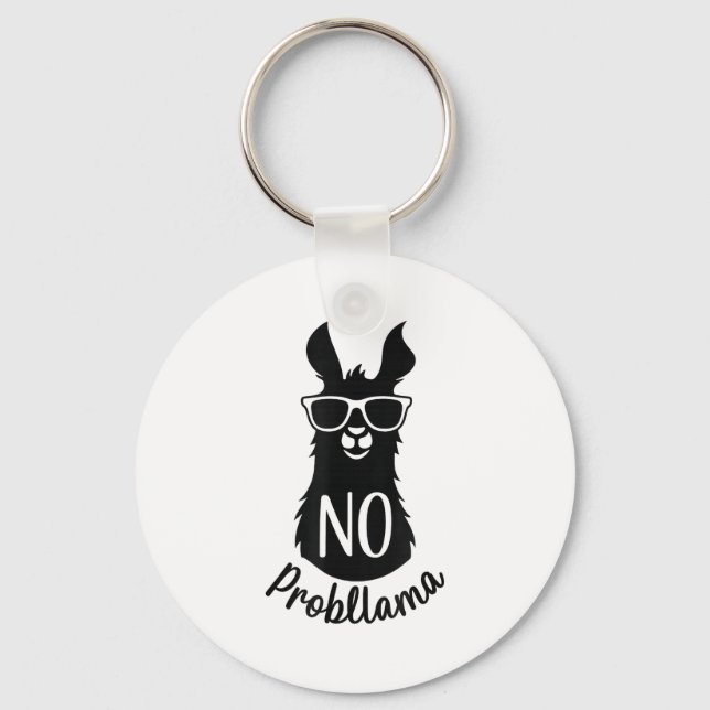 No Probllama Gift Humor Word Game Lama No Problema Key Ring (Front)