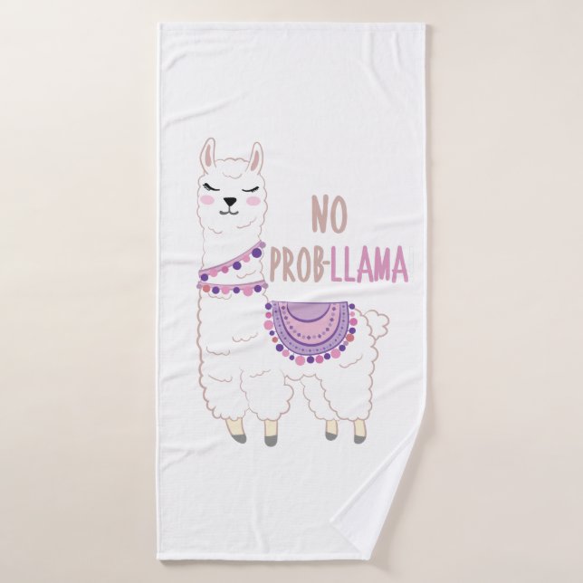 No Probllama Llama Funny Bath Towel (Bath Towel)