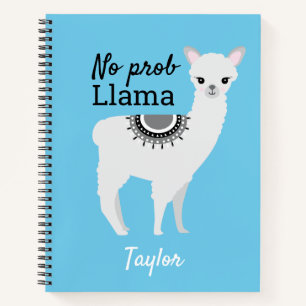 No ProbLlama Personalised Cute Llama Blue Notebook