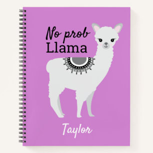 No ProbLlama Personalised Cute Llama Purple Notebook