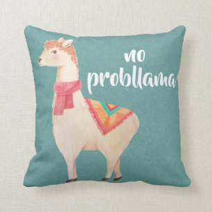 no probllama watercolor llamas throw pillow