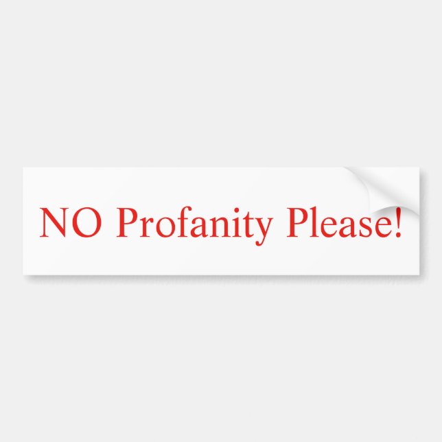 NO Profanity PLEASE!  Signage Bumper Sticker (Front)