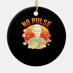No Pulse Skeleton Nurse Funny Medical Halloween Pa Ceramic Tree Decoration