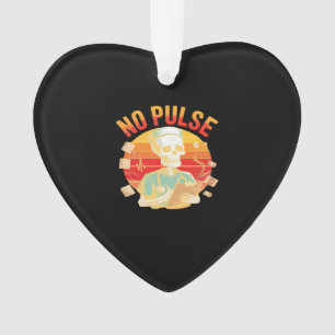No Pulse Skeleton Nurse Funny Medical Halloween Pa Ornament