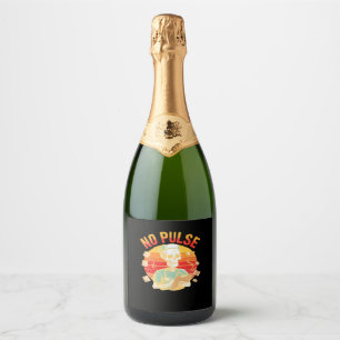 No Pulse Skeleton Nurse Funny Medical Halloween Pa Sparkling Wine Label