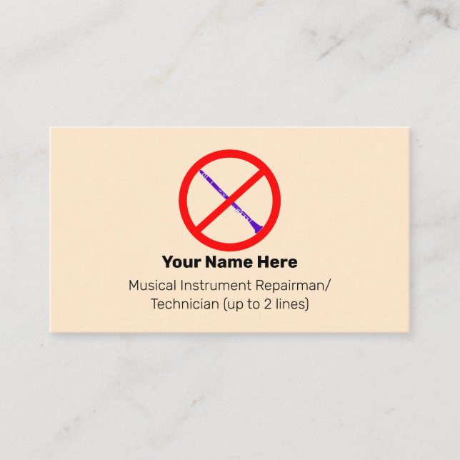 No Purple Cls. Instrument Tech Blanched Almond Business Card (Front)