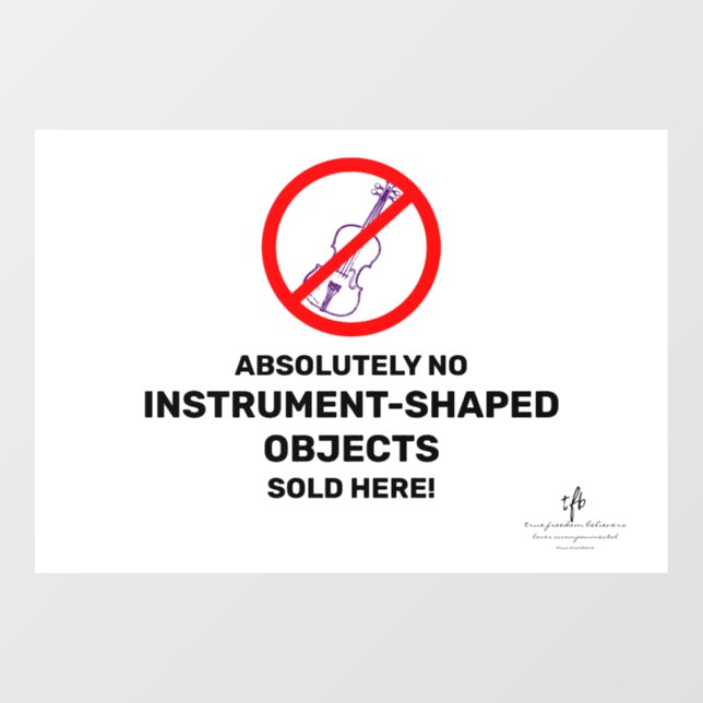 No Purple Violins Local Music Store Window Cling (Sheet)