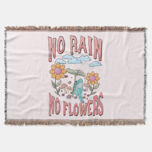 "No Rain, No Flowers" Inspirational Floral Throw Blanket