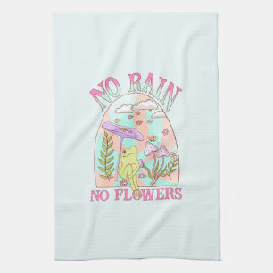 No Rain, No Flowers   Inspiring Floral & Mushroom Tea Towel