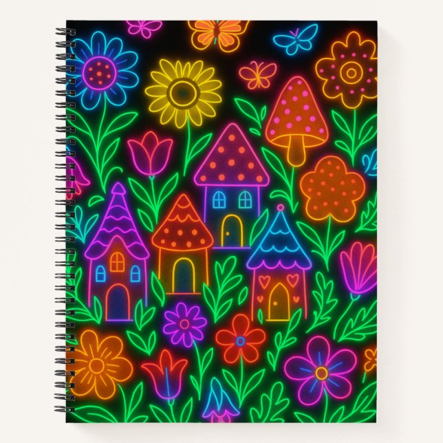 No Rain No Flowers Neon Journal (Front)
