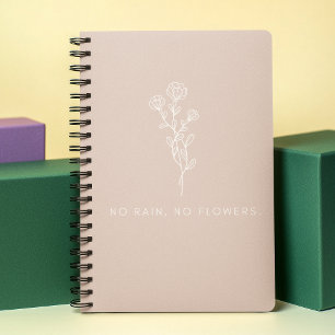 No Rain No Flowers Quote l Minimal Flowers  Pink Planner