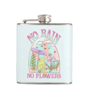 No Rain, No Flowers – Vibrant Floral & Mushroom Hip Flask