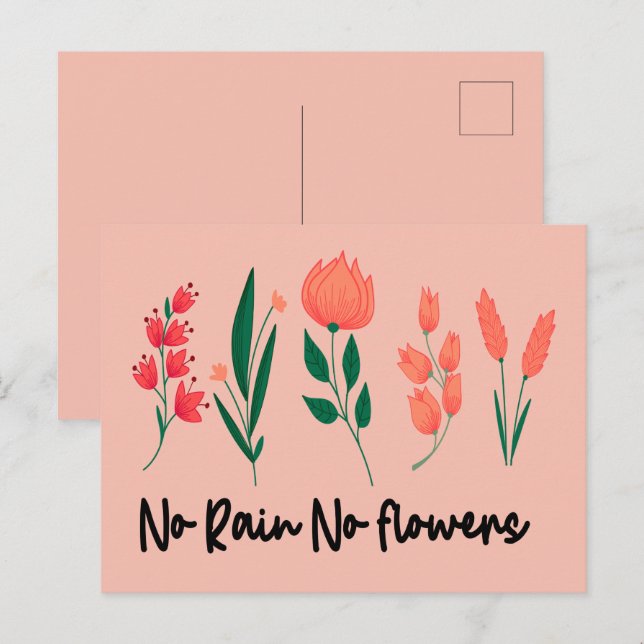 No Rain No Flowers Wildflower Floral Plant Nature  Postcard (Front/Back)
