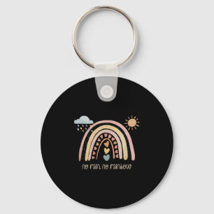 No Rain No Rainbow Boho Style Inspiring Quote Posi Key Ring