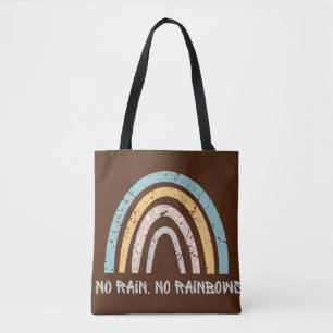 No Rain No Rainbows Motivation Quote Funny Vintage Tote Bag