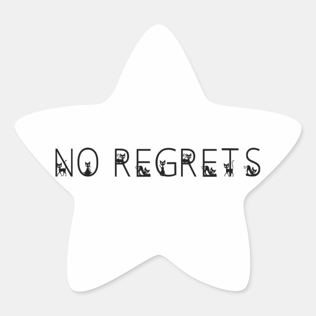 No Regrets black cats  font Star Sticker (Front)