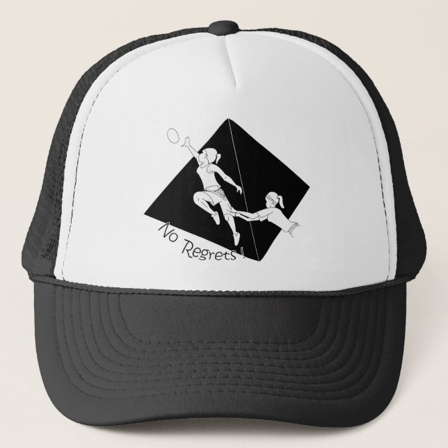 No Regrets Black w/ Pyramid Trucker Hat (Front)