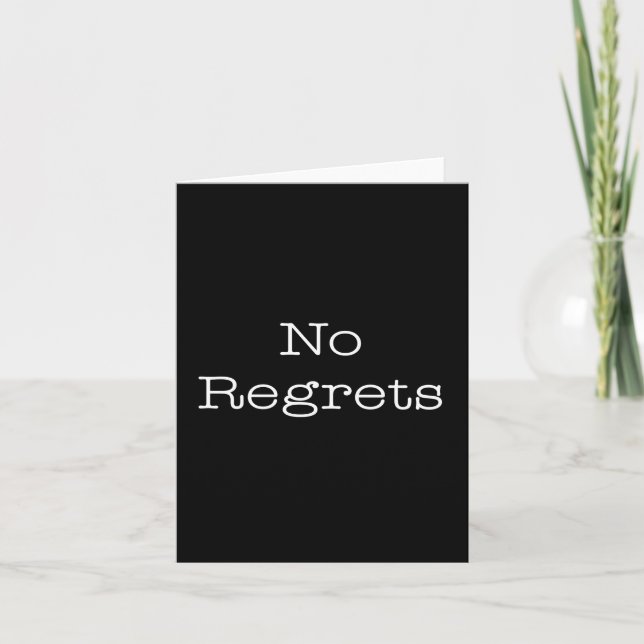 No Regrets Quotes Inspirational Motivation Quote Card (Front)