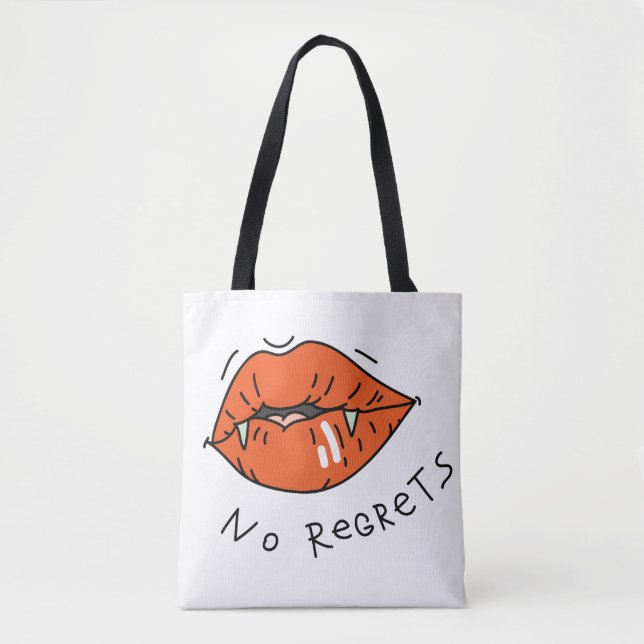 No Regrets Red Lips Anti-Valentine Tote Bag (Front)