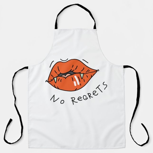 No Regrets Red Lips Valentine Apron (Front)