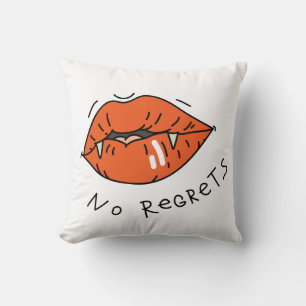 No Regrets Red Lips Valentine Cushion