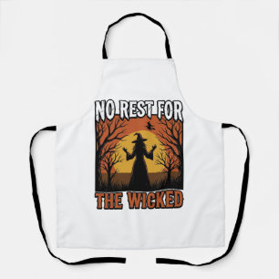 No Rest For The Wicked Vintage Witch Halloween Des Apron