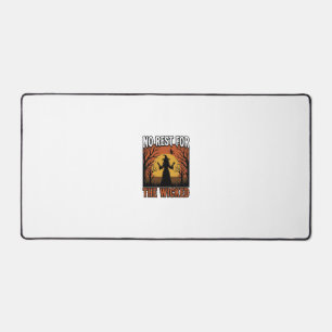 No Rest For The Wicked Vintage Witch Halloween Des Desk Mat