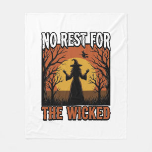 No Rest For The Wicked Vintage Witch Halloween Des Fleece Blanket