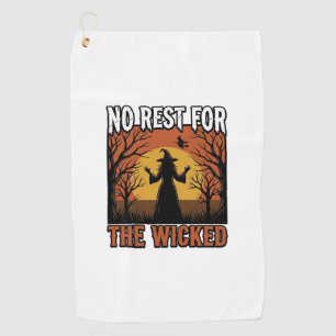 No Rest For The Wicked Vintage Witch Halloween Des Golf Towel