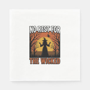 No Rest For The Wicked Vintage Witch Halloween Des Napkin