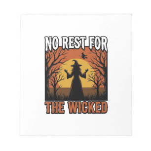 No Rest For The Wicked Vintage Witch Halloween Des Notepad