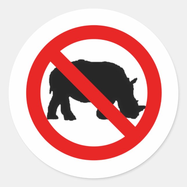 No Rhinos Allowed Classic Round Sticker (Front)